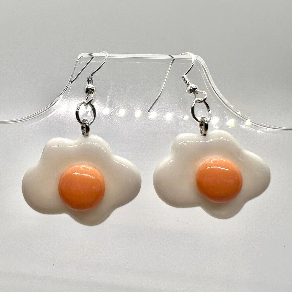 Fried Egg Earrings - Breakfast Earrings - Diner Earrings - Waitress Earrings